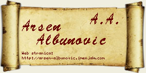 Arsen Albunović vizit kartica